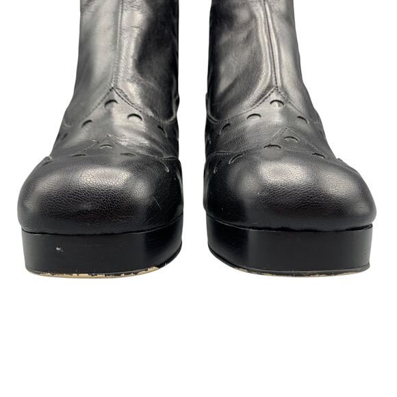 Orla Kiely Clarks Dixie Platform Boots US 9M Black Leather Dark Academia Witchy - Picture 7 of 12